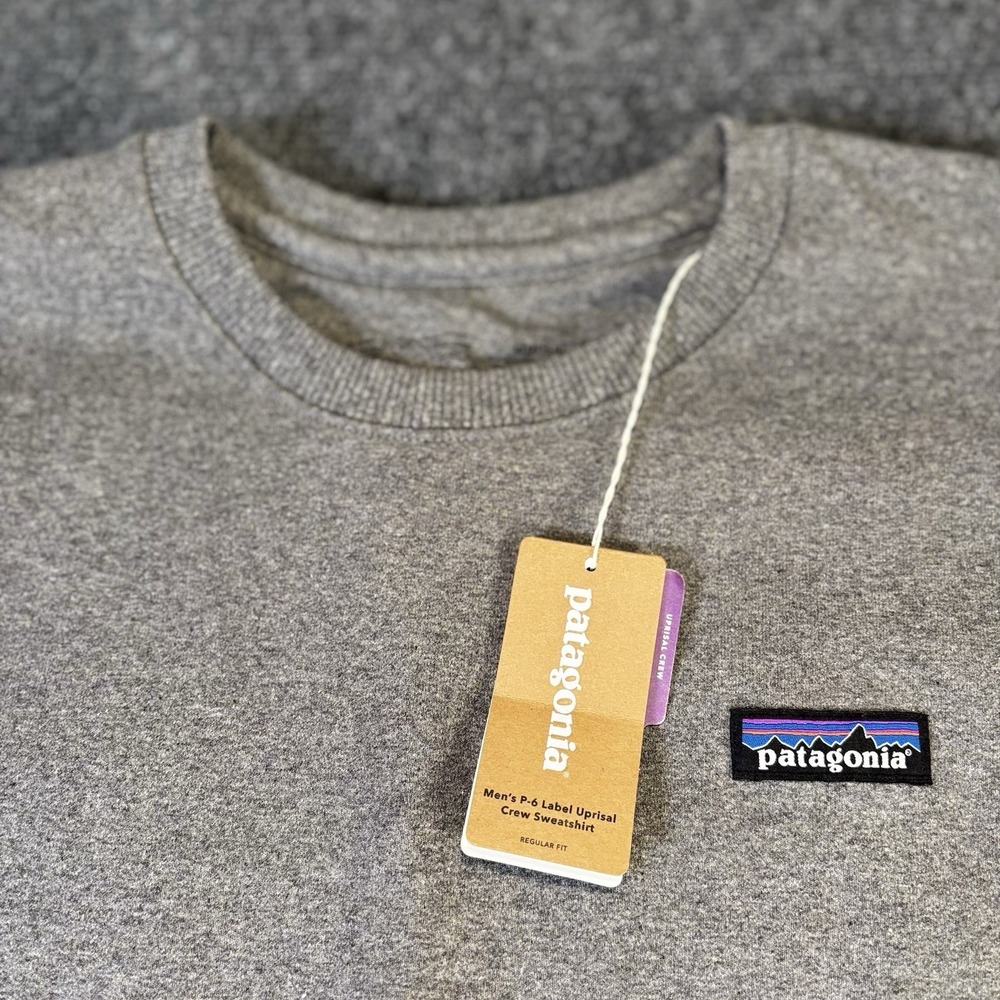Patagonia Label Uprisal Crew Sweatshirt Mens Small Grey NWT Pullover Logo‎